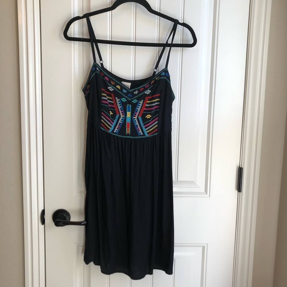 Black dress with colorful embroidery size XL